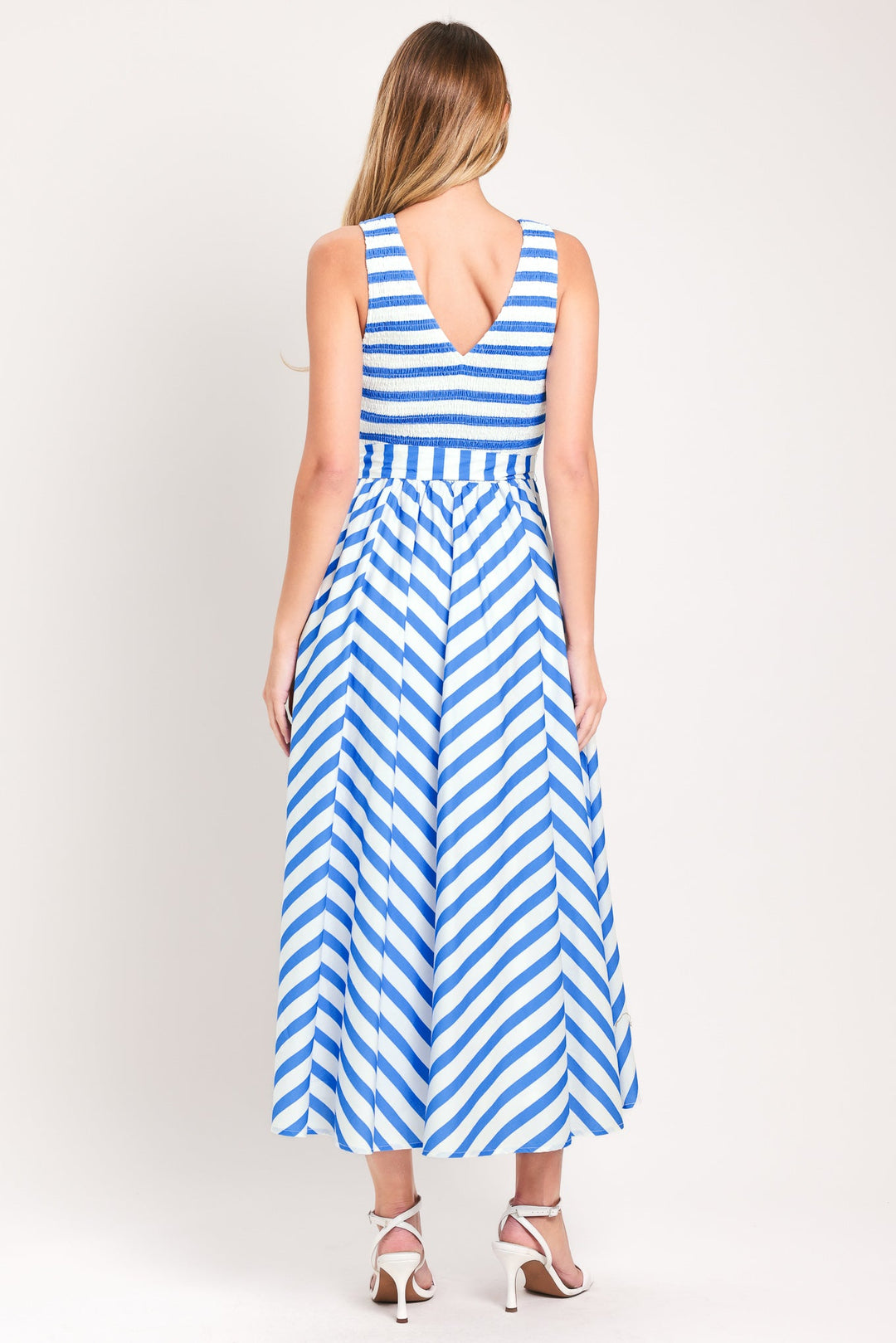 Blue Serena Woven Midi Dress from KADOU Boutique