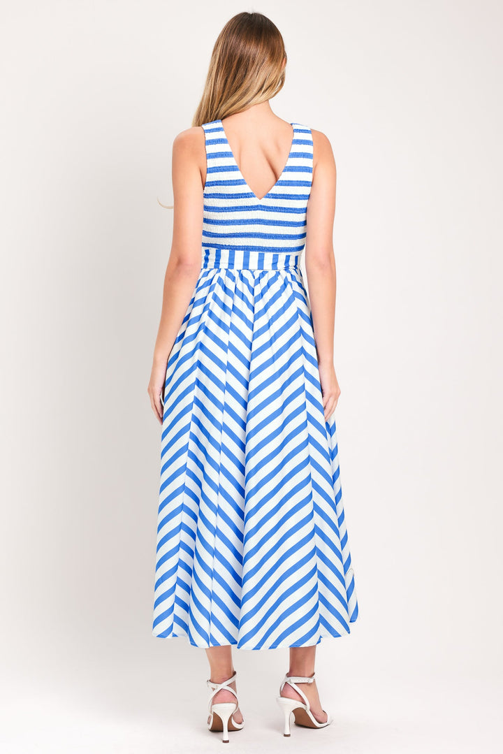 Blue Serena Woven Midi Dress from KADOU Boutique