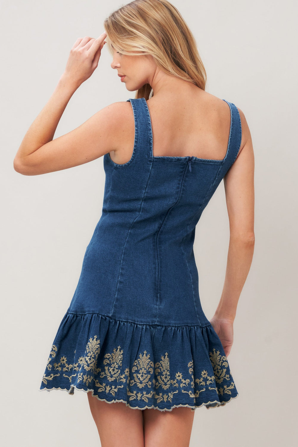 Vintage Wave Denim Mini Dress from KADOU Boutique