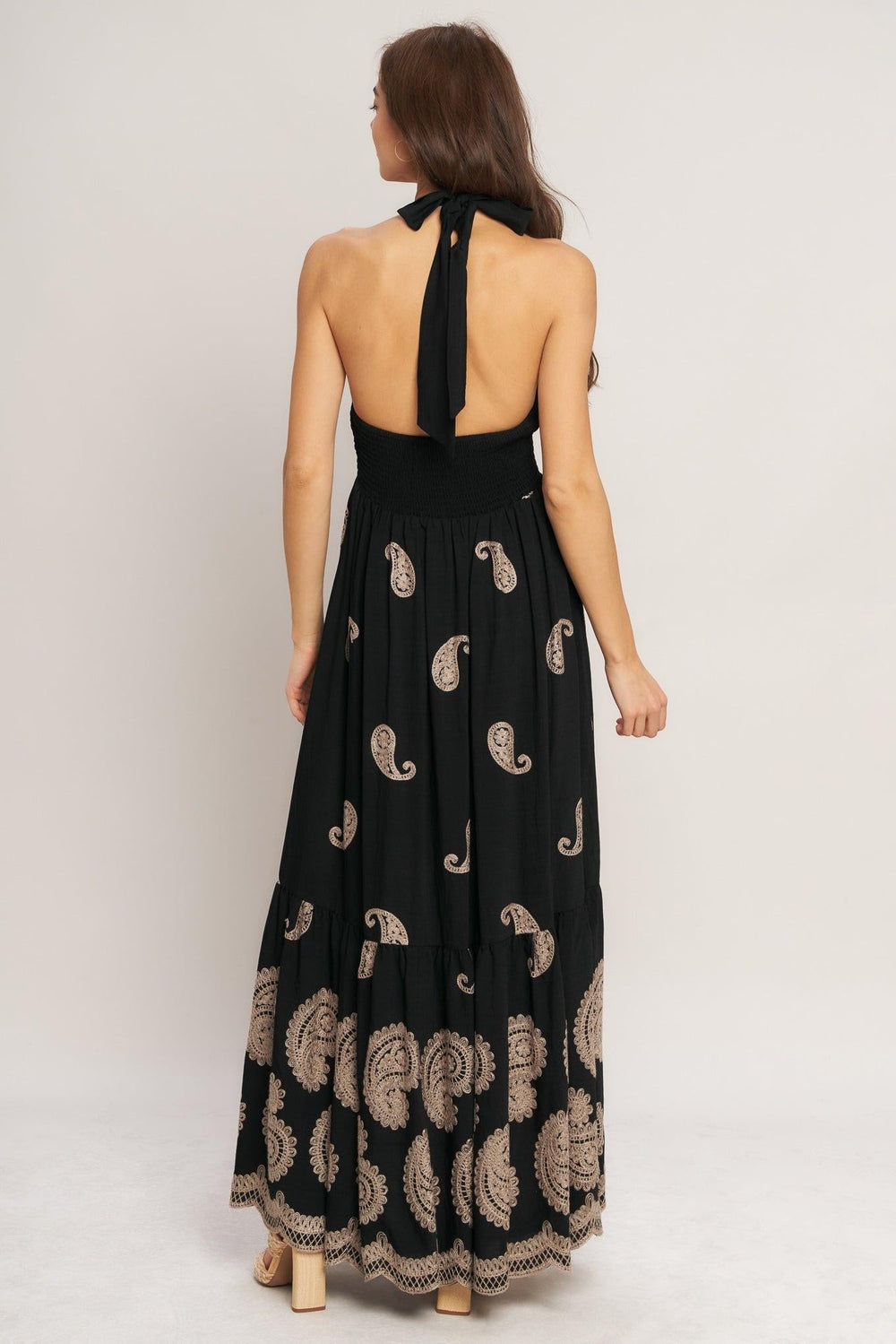 Midnight Charm Woven Midi Dress from KADOU Boutique