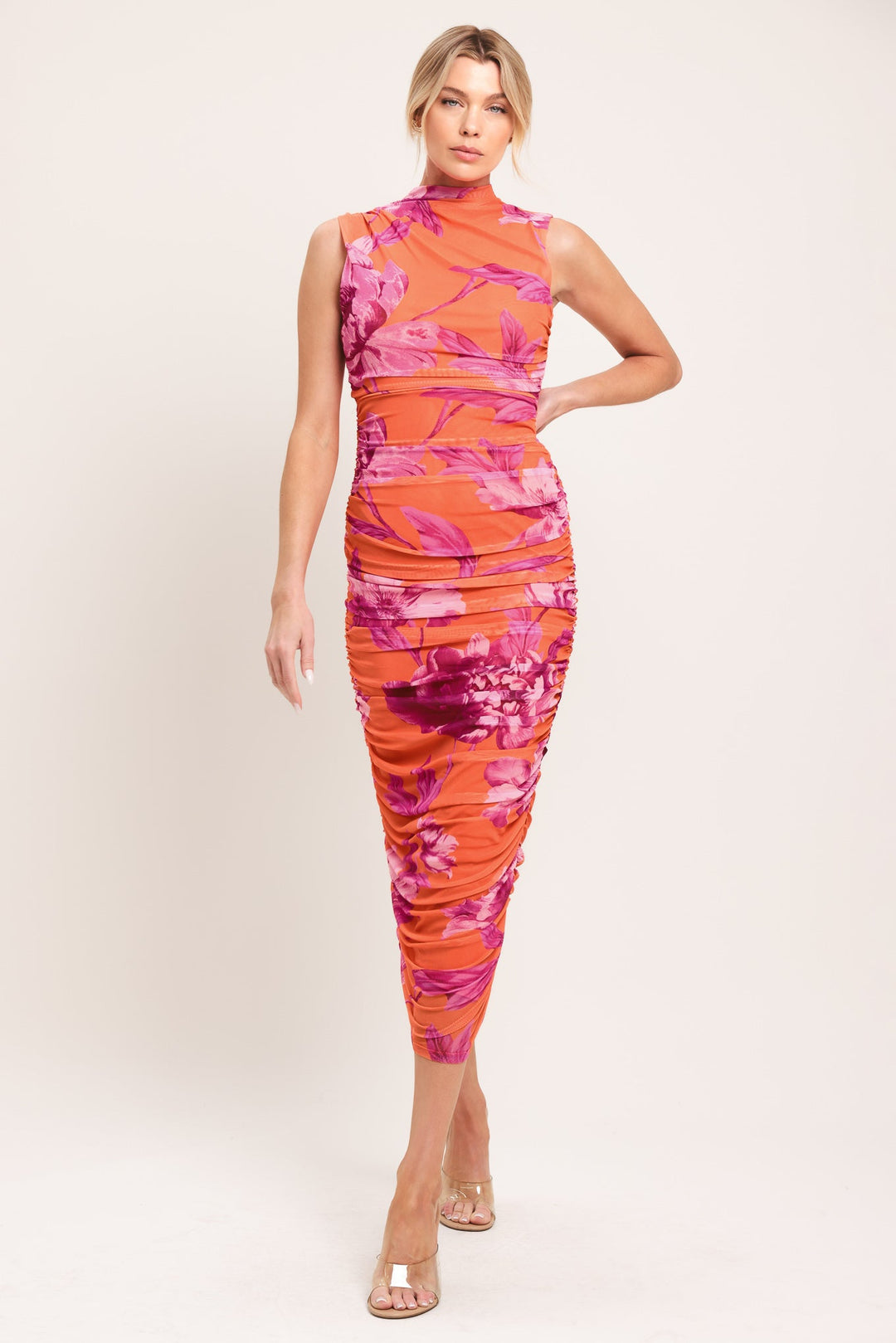 Paradise Glow Power Mesh Midi Dress from KADOU Boutique