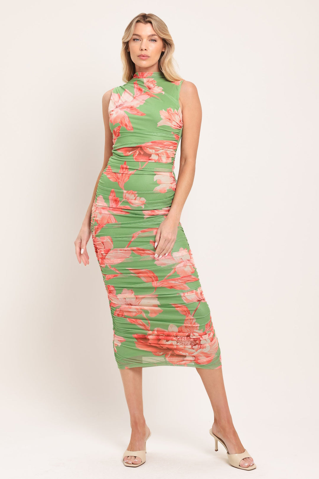 Paradise Glow Power Mesh Midi Dress from KADOU Boutique
