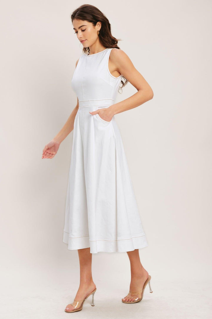 Cloudlight Summer Woven Midi Dress from KADOU Boutique