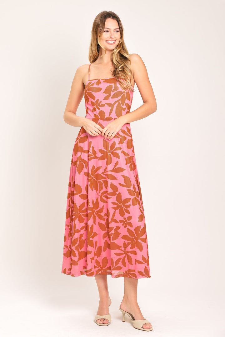 Rosy Haven Power Mesh Midi Dress from KADOU Boutique