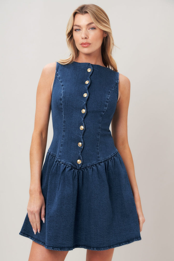 Modern Sweet Denim Mini Dress from KADOU Boutique