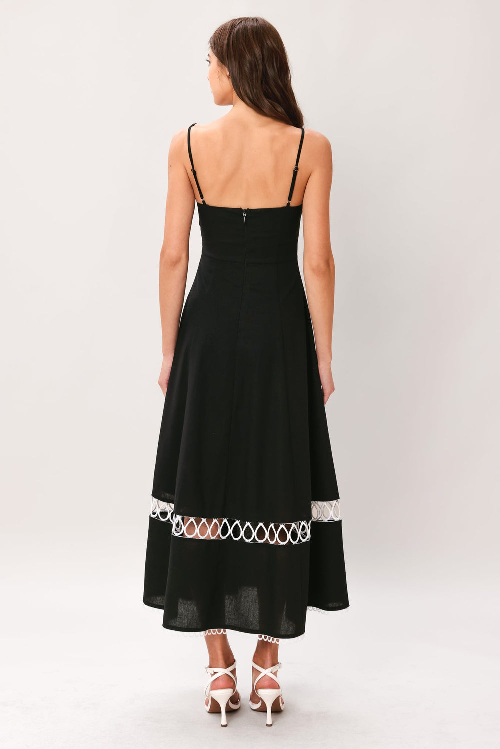 Noir Whisper Woven Midi Dress from KADOU Boutique