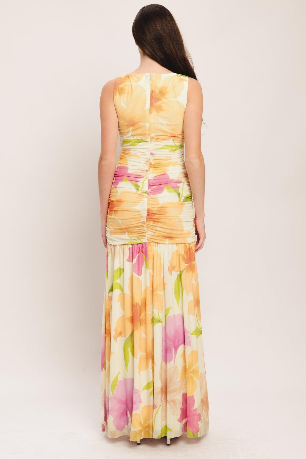 Warm Breeze Blooms Power Mesh Maxi Dress from KADOU Boutique