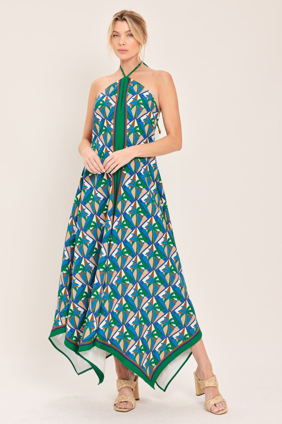 Tropical Temptation Halter Woven Midi Dress from KADOU Boutique
