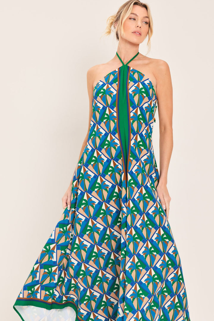 Tropical Temptation Halter Woven Midi Dress from KADOU Boutique