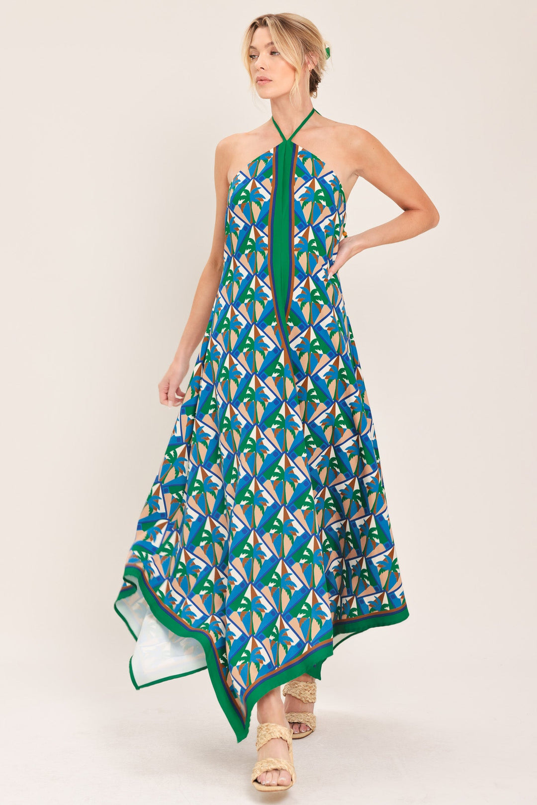 Tropical Temptation Halter Woven Midi Dress from KADOU Boutique