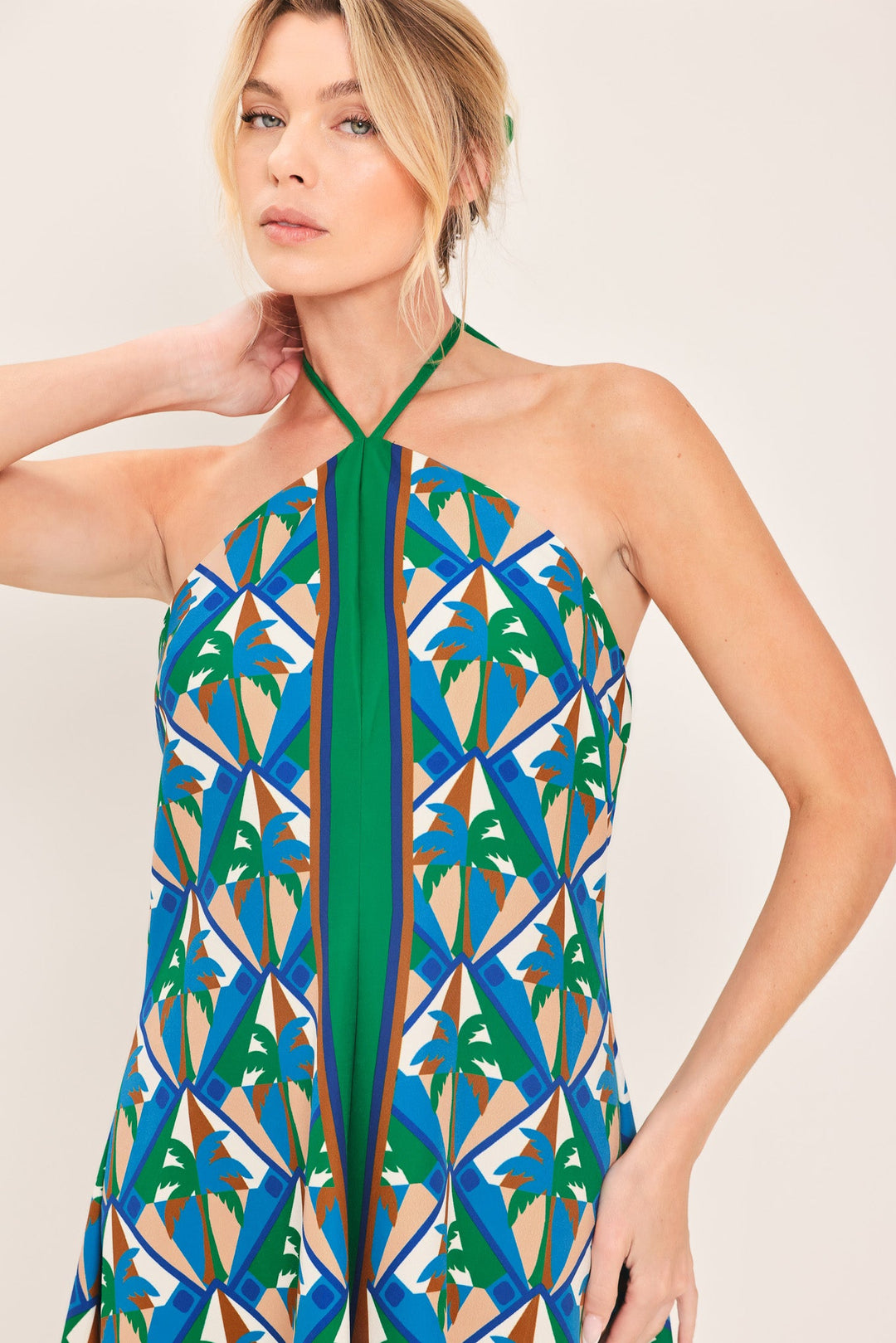Tropical Temptation Halter Woven Midi Dress from KADOU Boutique
