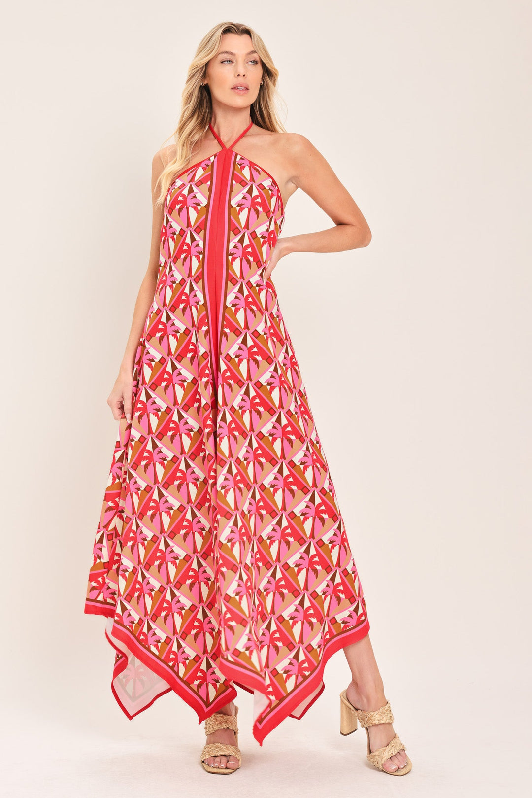 Tropical Temptation Halter Woven Midi Dress from KADOU Boutique