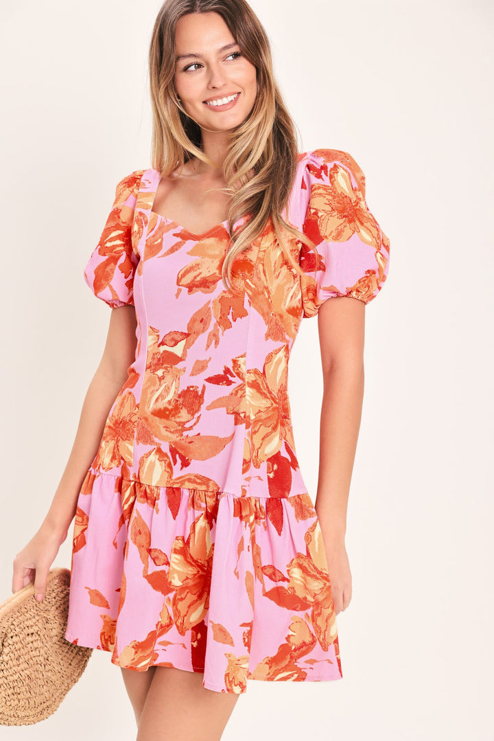 Pink Bloom Woven Mini Dress from KADOU Boutique