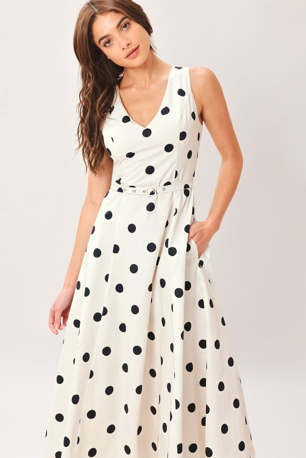 Pure Polka Woven Midi Dress from KADOU Boutique