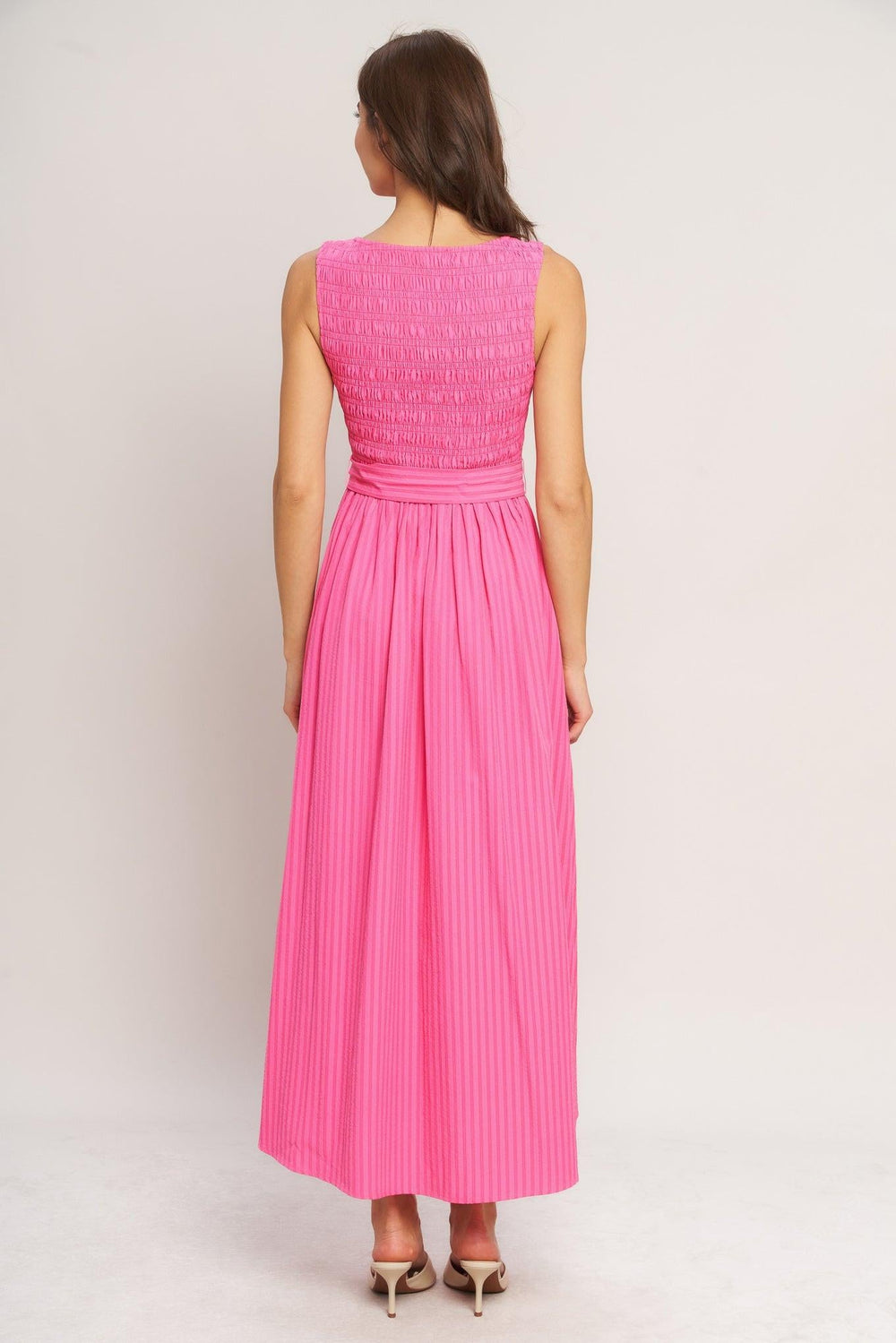 Pink Radiance Woven Midi Dress from KADOU Boutique
