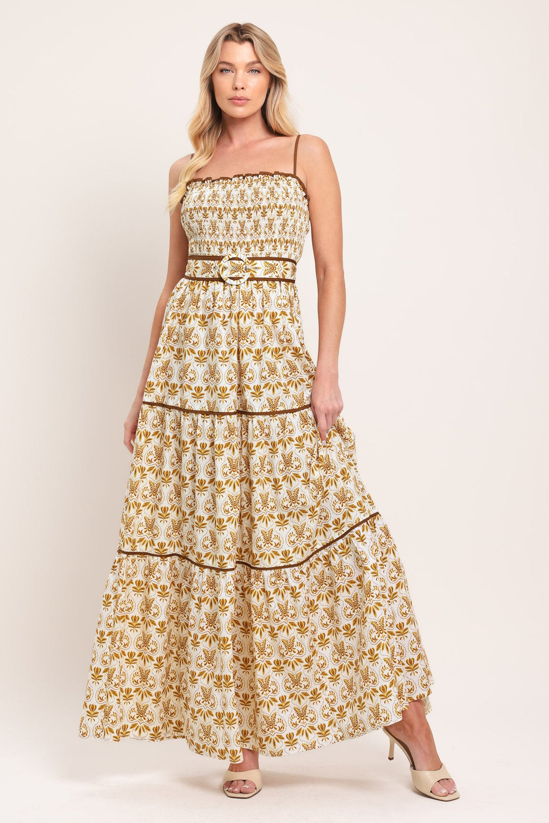 Dainty Flora Woven Maxi Dress from KADOU Boutique
