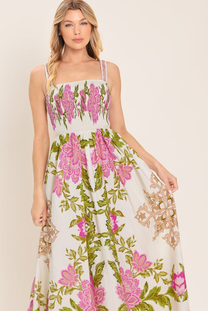 SPRINGTIME IN PARIS WOVEN MIDI DRESS