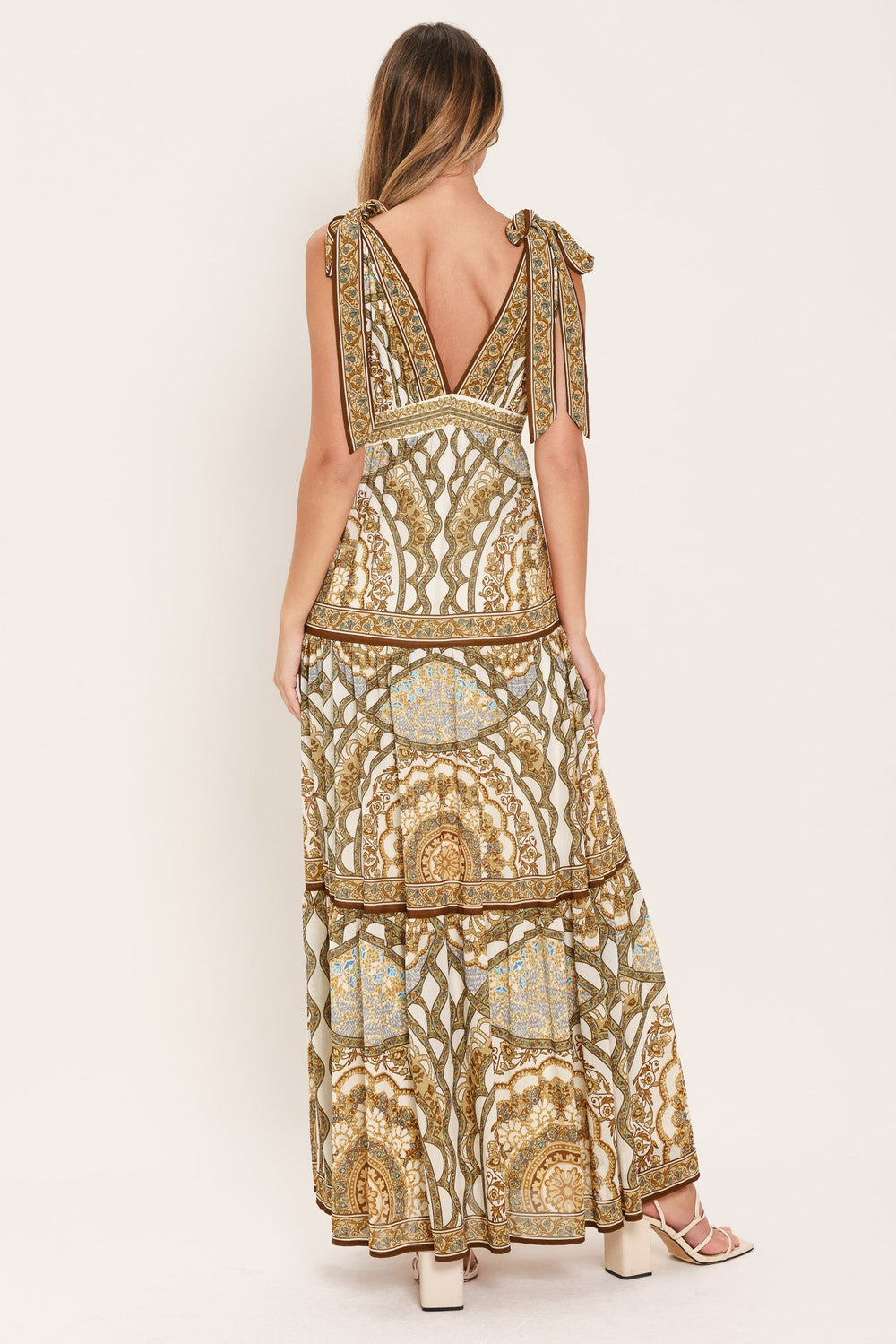 Golden Mosaic Woven Maxi Dress from KADOU Boutique