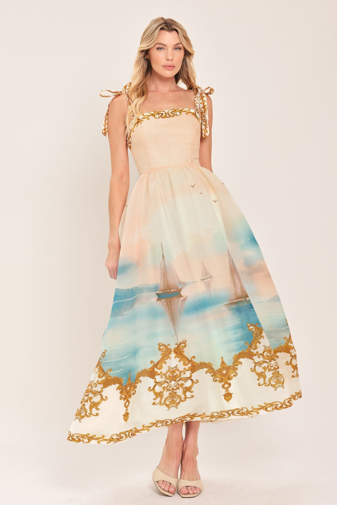 Capri Coastlin Woven Midi Dress from KADOU Boutique