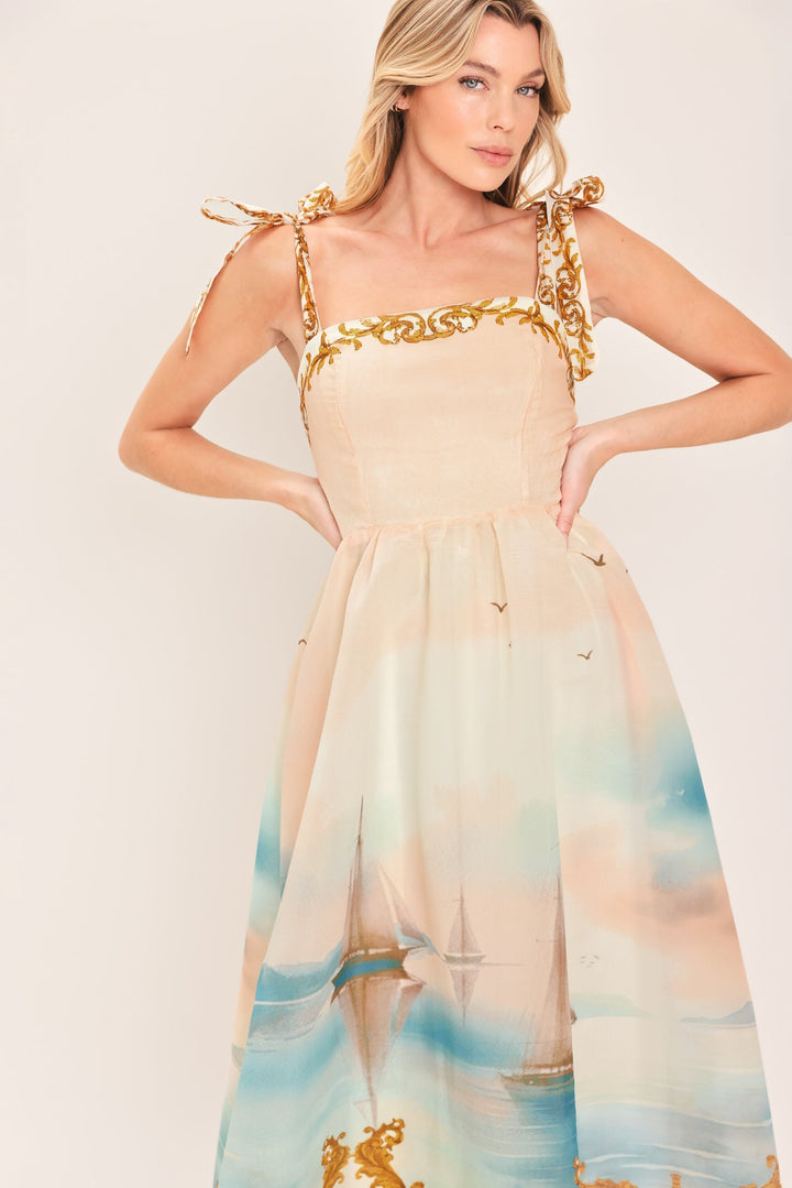 Capri Coastlin Woven Midi Dress from KADOU Boutique
