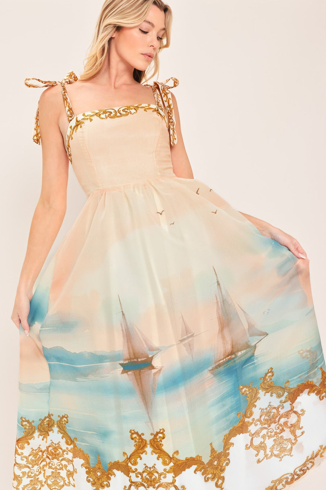Capri Coastlin Woven Midi Dress from KADOU Boutique