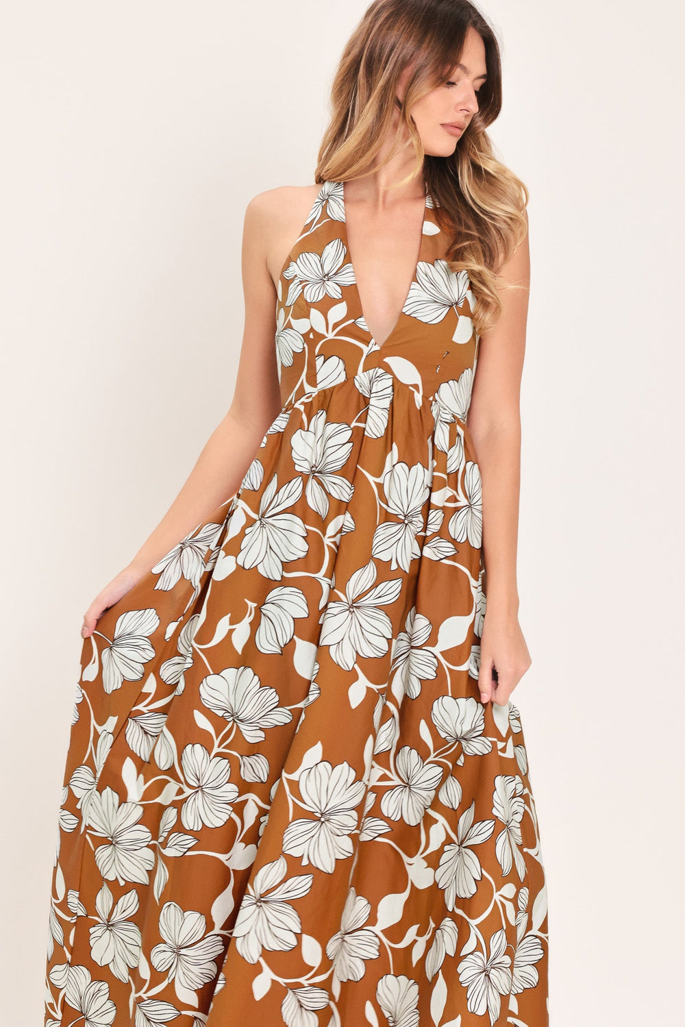 Golden Isle Floral Woven Maxi Dress from KADOU Boutique