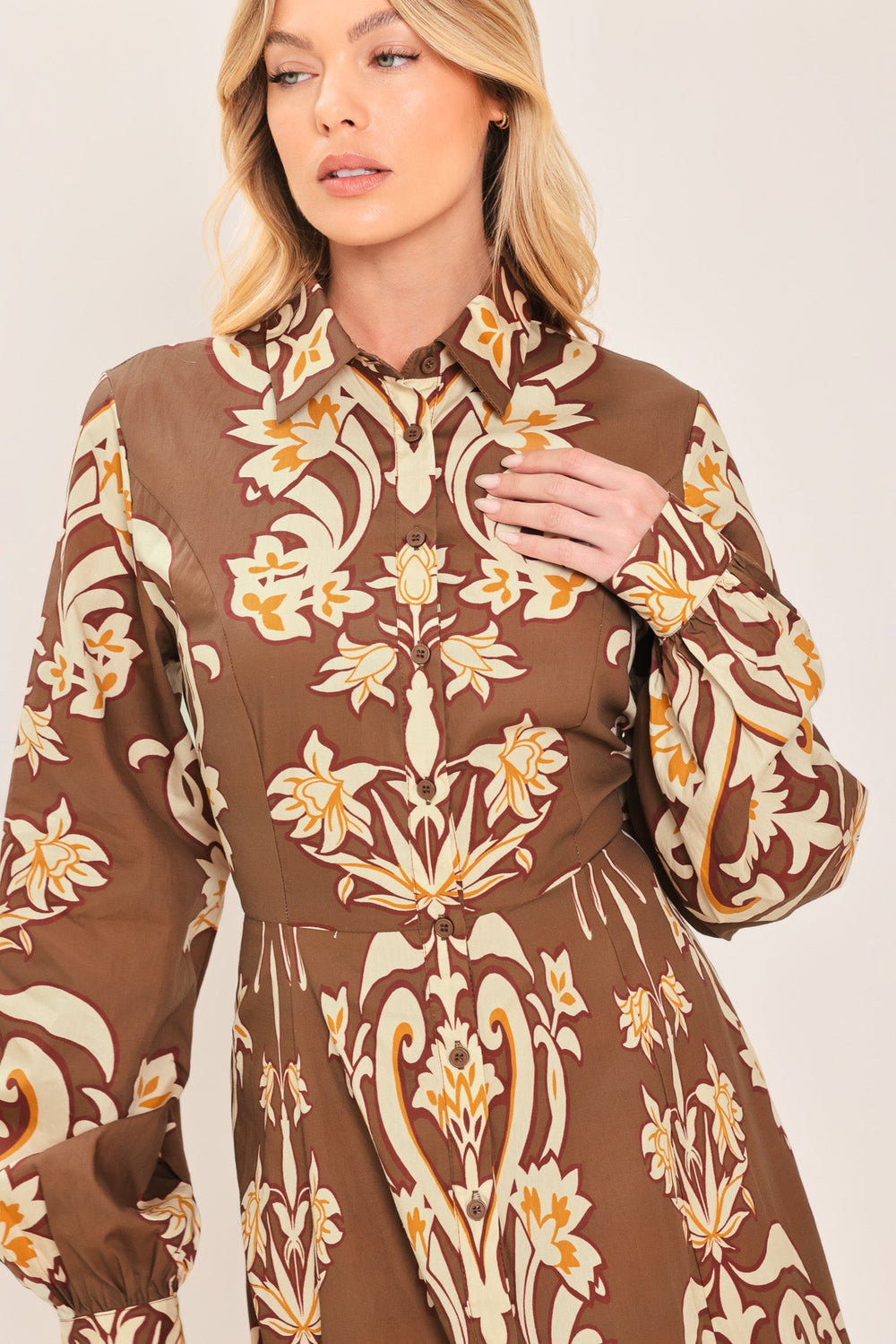 Amber Medallion Woven Shirt Maxi Dress from KADOU Boutique