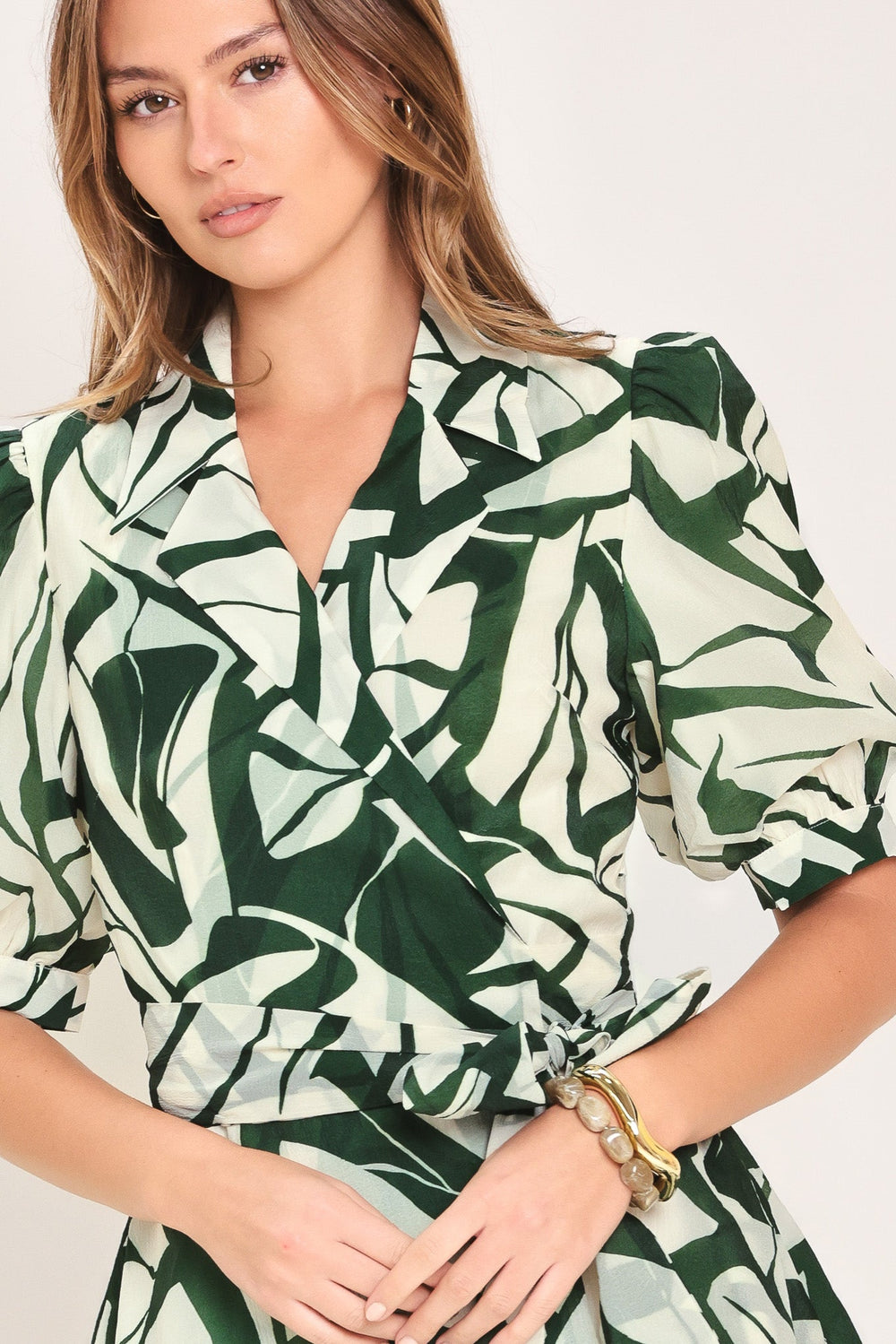 Botanical Breeze Woven True Wrap Midi Dress from KADOU Boutique