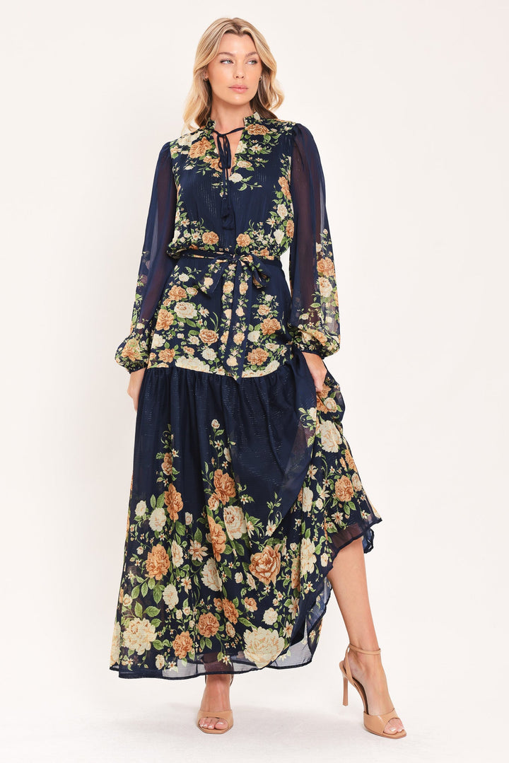 Moonlit Garden Charm Woven Maxi Dress from KADOU Boutique