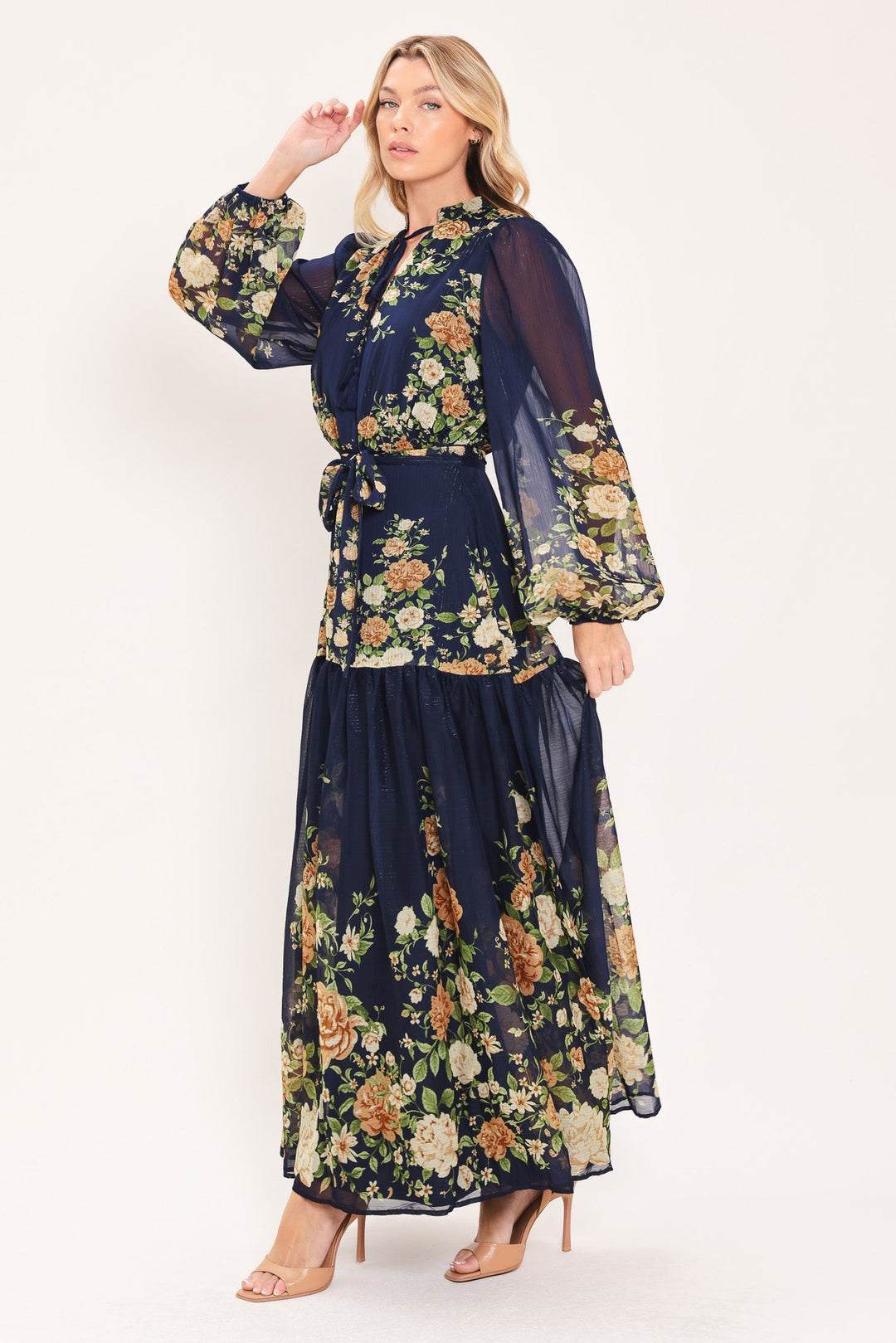 Moonlit Garden Charm Woven Maxi Dress from KADOU Boutique