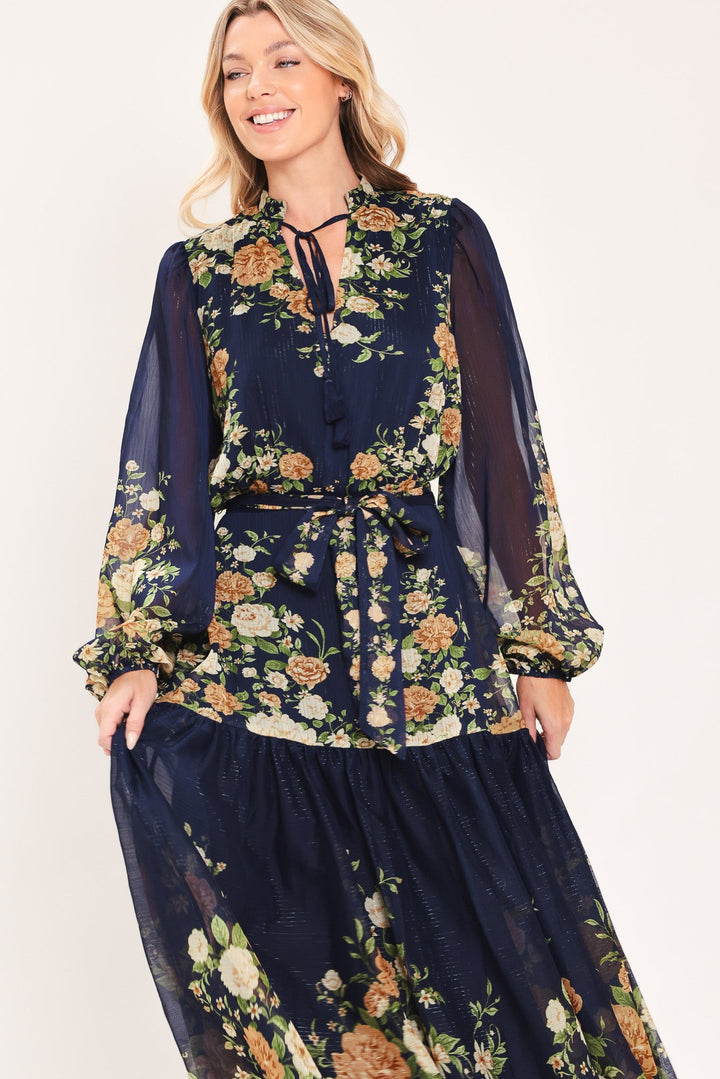Moonlit Garden Charm Woven Maxi Dress from KADOU Boutique