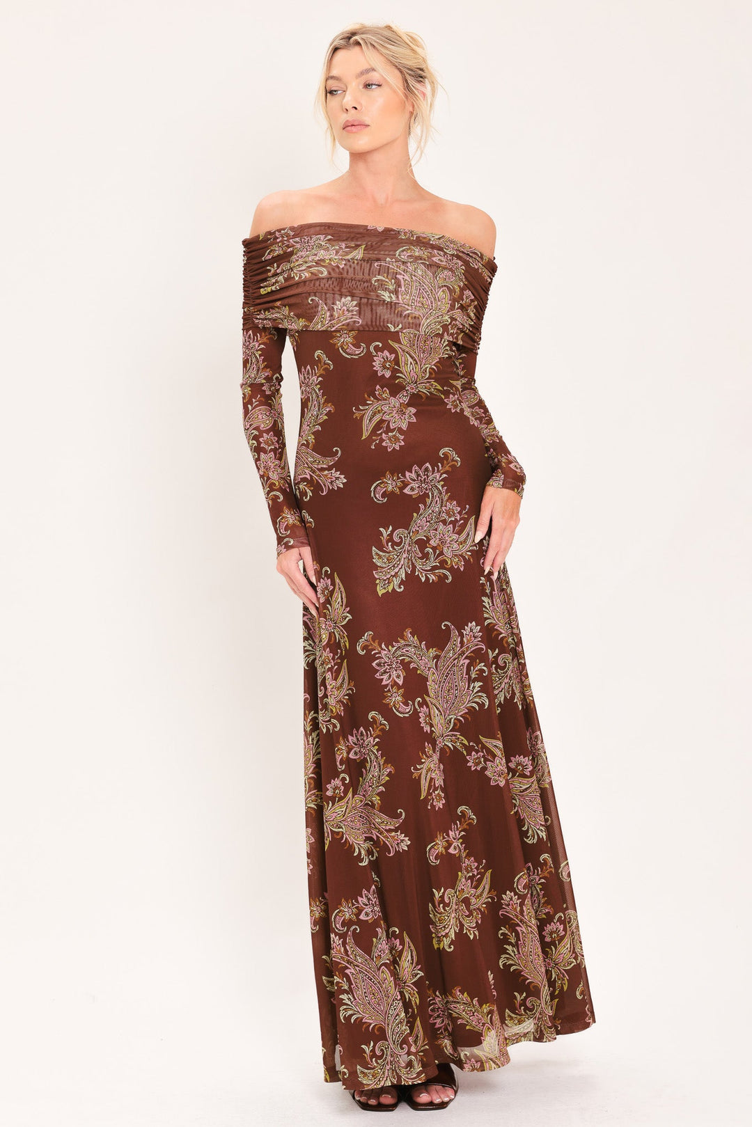 Burnt Sienna Serenade Power Mesh Maxi Maxi Dress from KADOU Boutique