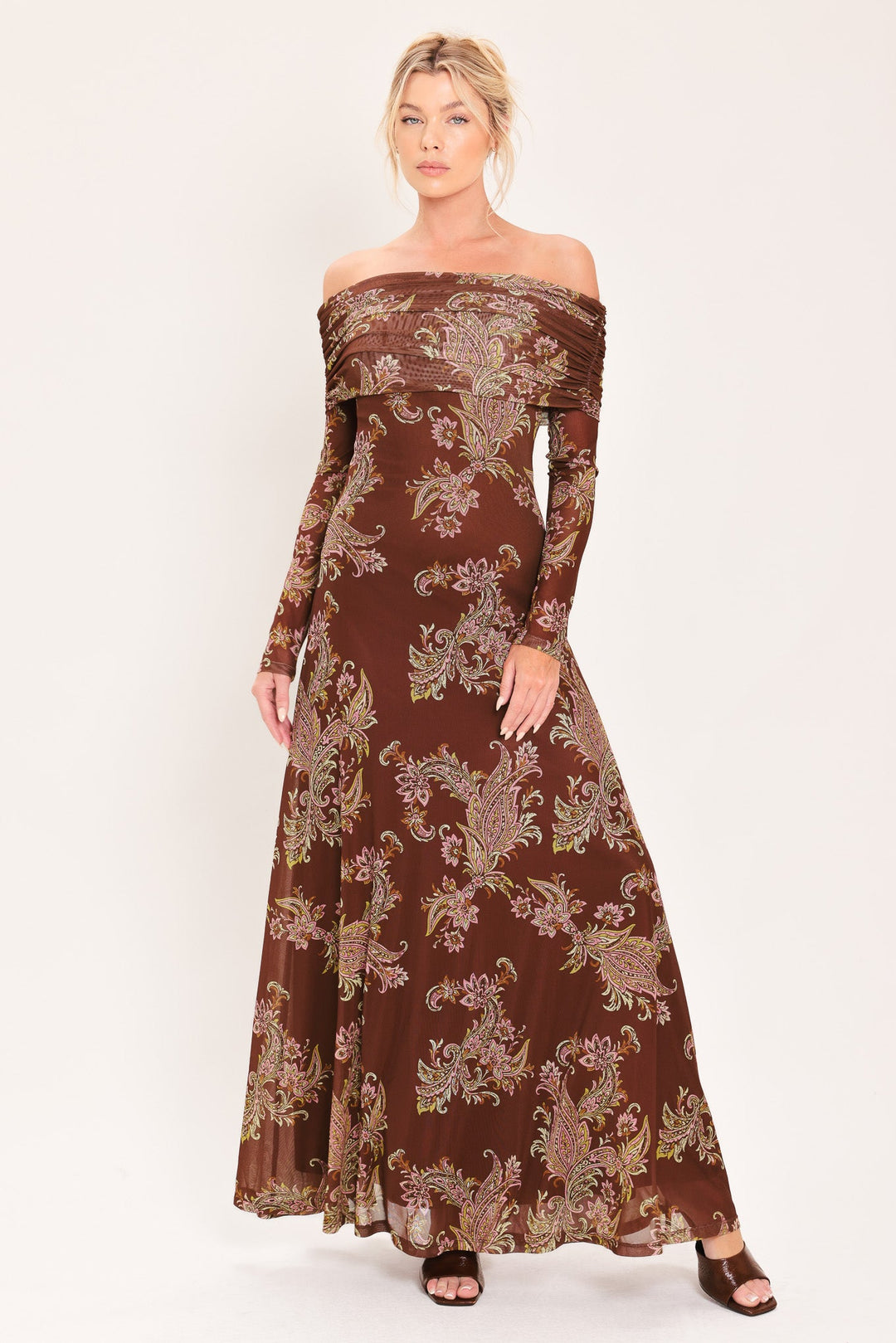 Burnt Sienna Serenade Power Mesh Maxi Maxi Dress from KADOU Boutique