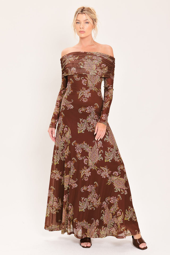 Burnt Sienna Serenade Power Mesh Maxi Maxi Dress from KADOU Boutique