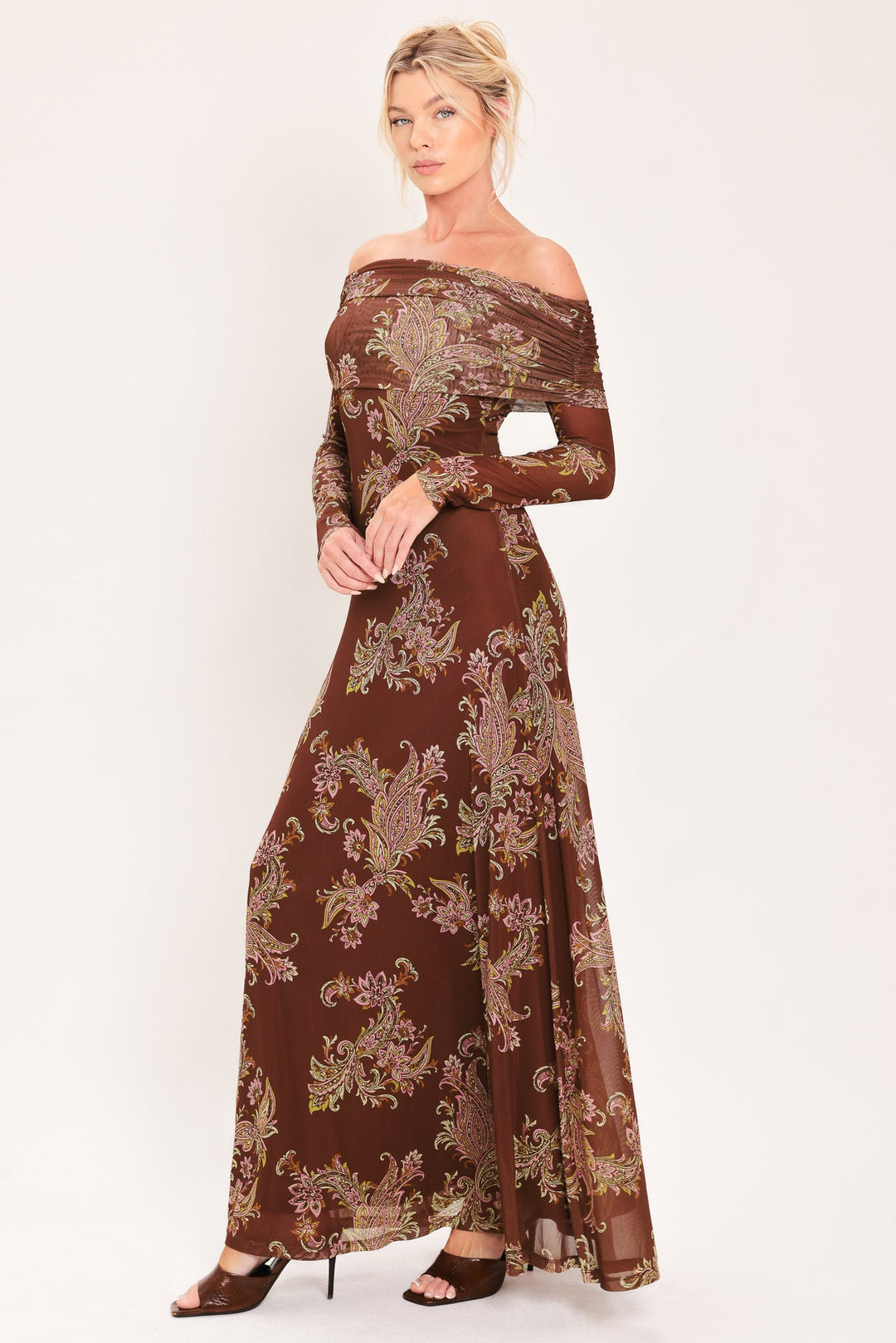 Burnt Sienna Serenade Power Mesh Maxi Maxi Dress from KADOU Boutique