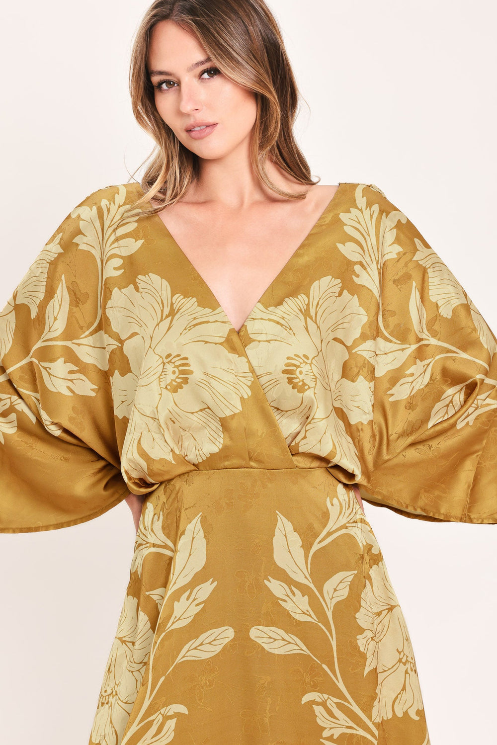 Butterscotch Blossom Woven Midi Dress from KADOU Boutique