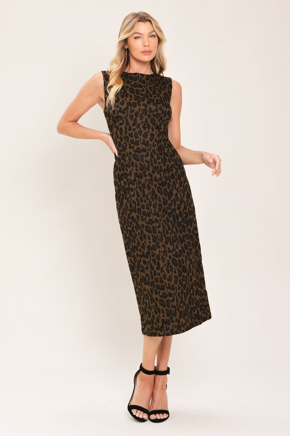 Leopard Icon Twill Midi Dress from KADOU Boutique