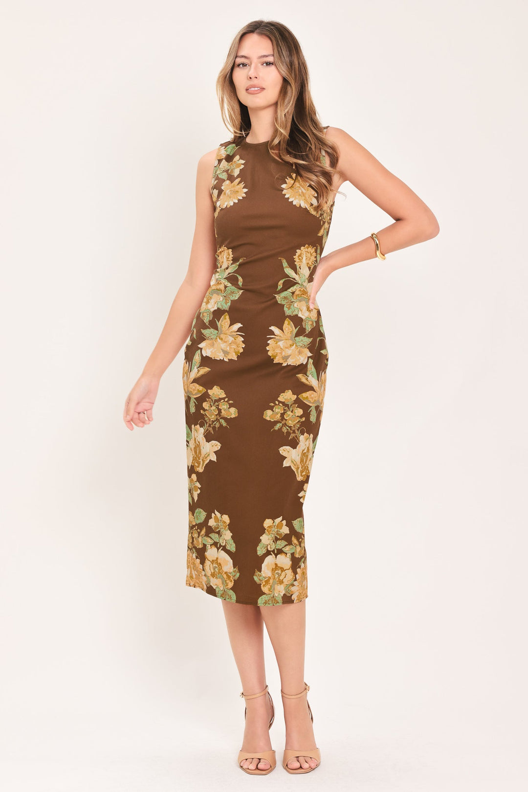 Sepia Flora Sculpture Woven Midi Dress from KADOU Boutique