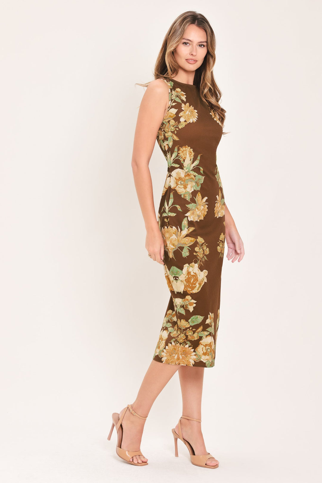 Sepia Flora Sculpture Woven Midi Dress from KADOU Boutique
