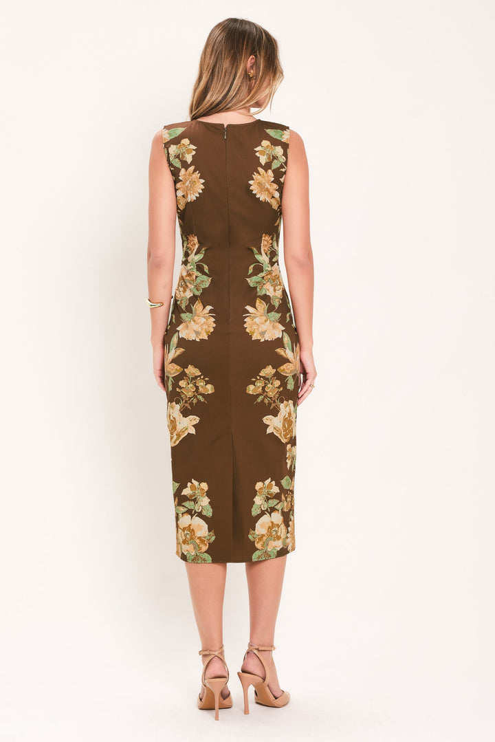 Sepia Flora Sculpture Woven Midi Dress from KADOU Boutique