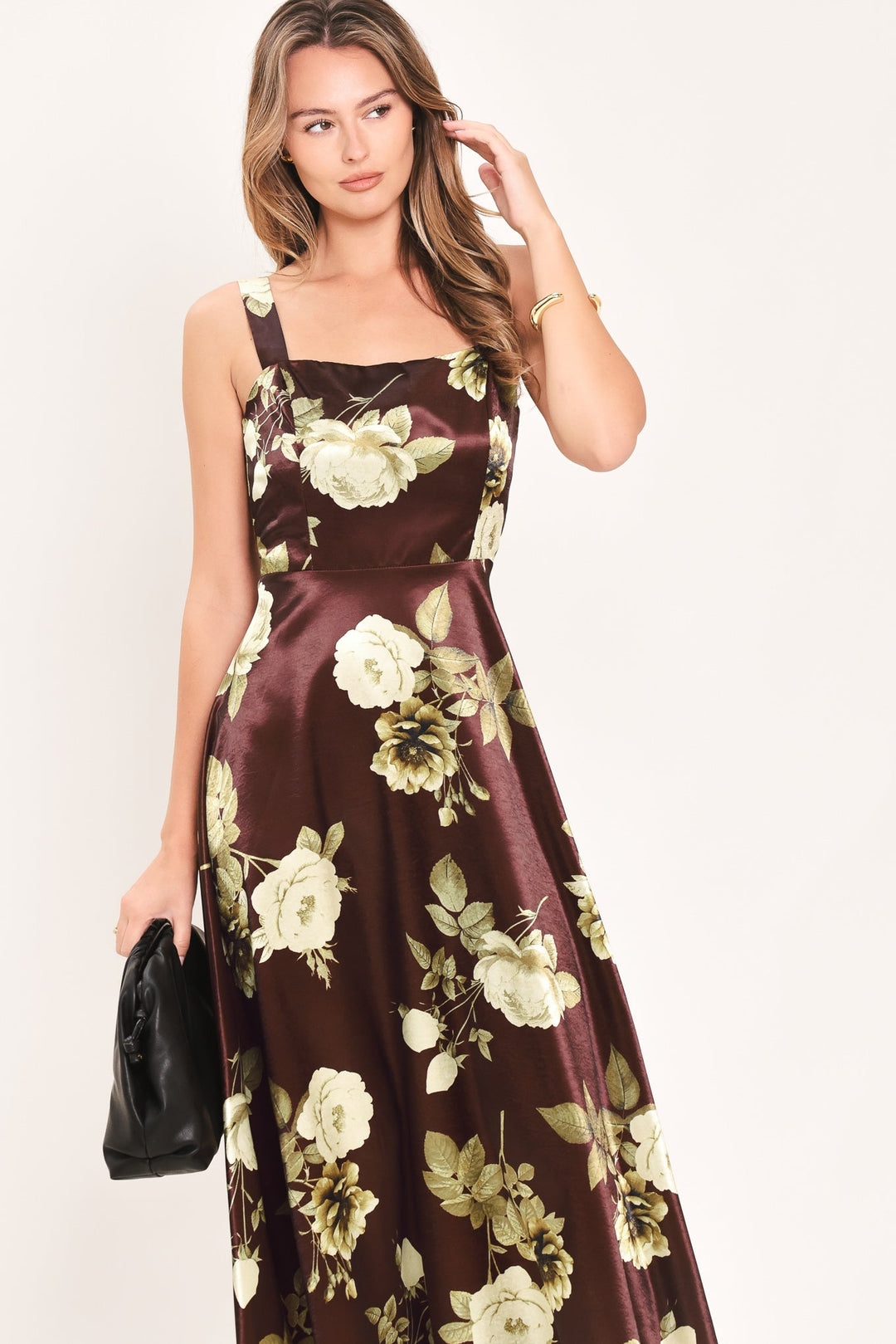 Wine Garden Lullaby Woven Midi Dress from KADOU Boutique