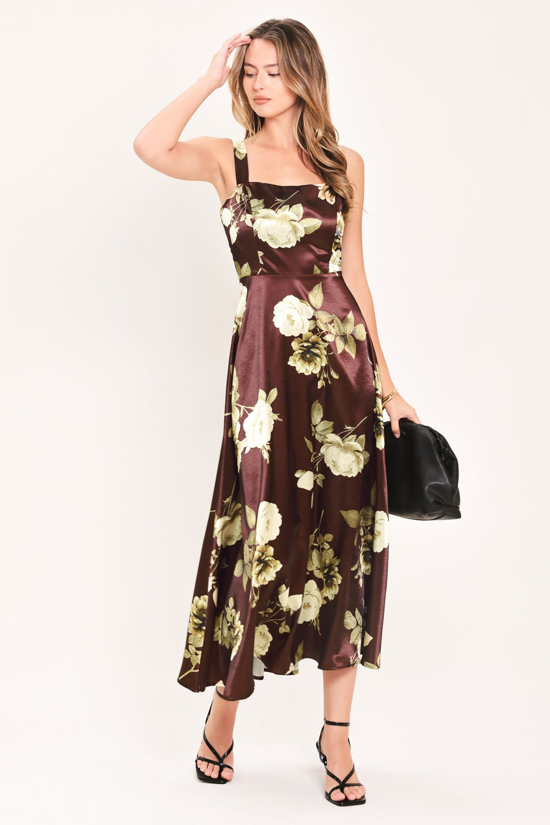 Wine Garden Lullaby Woven Midi Dress from KADOU Boutique