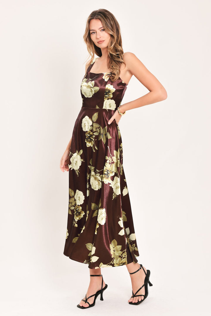 Wine Garden Lullaby Woven Midi Dress from KADOU Boutique