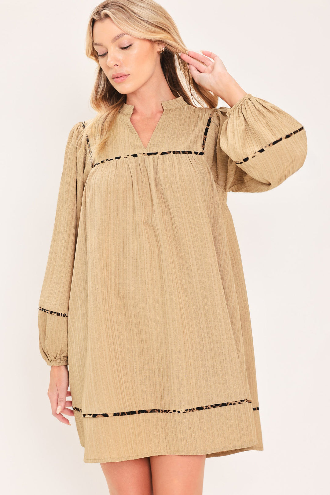Natural Linen Melody Woven Mini Dress from KADOU Boutique
