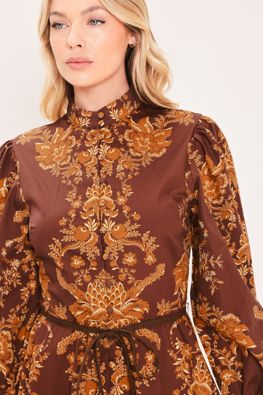 Autumn Damask Sway Woven Mini Dress from KADOU Boutique