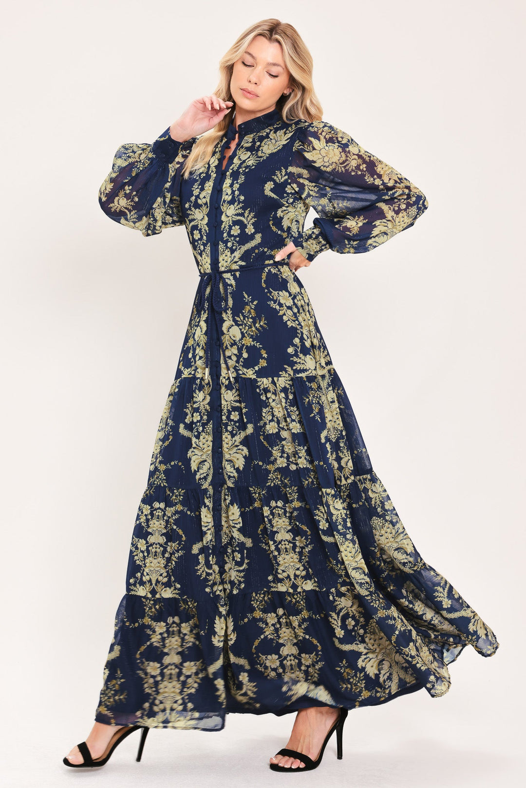 Royal Heritage Bloom Woven Maxi Dress from KADOU Boutique