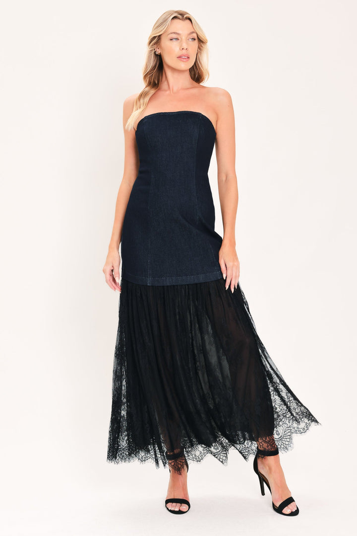 Midnight Column Muse Denim Tube Dress from KADOU Boutique