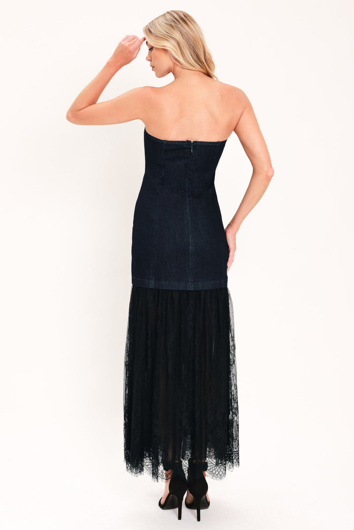 Midnight Column Muse Denim Tube Dress from KADOU Boutique
