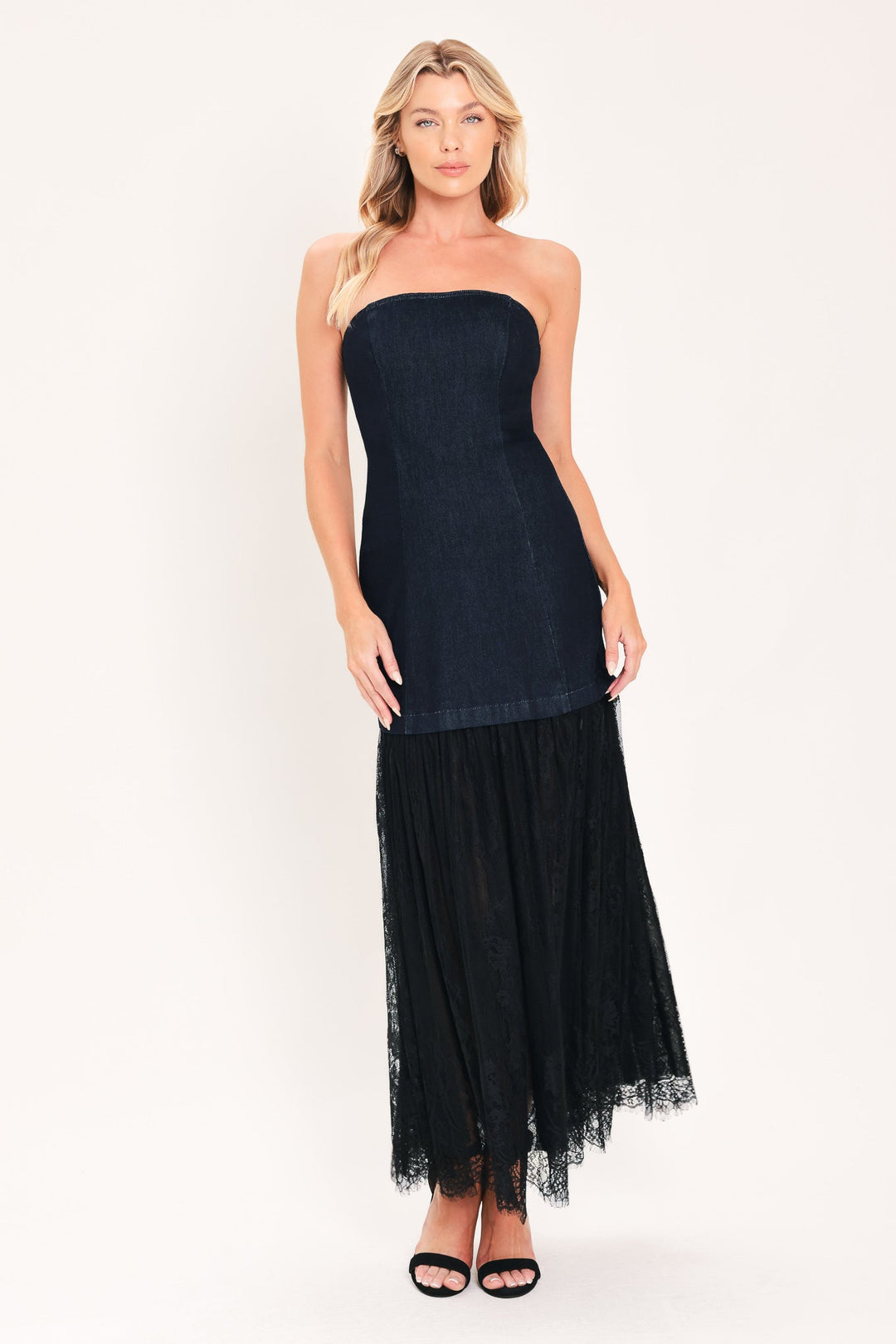 Midnight Column Muse Denim Tube Dress from KADOU Boutique