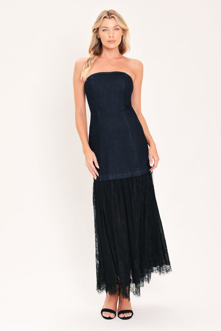 Midnight Column Muse Denim Tube Dress from KADOU Boutique